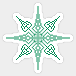 Pixel Green Holiday Snowflake Sticker